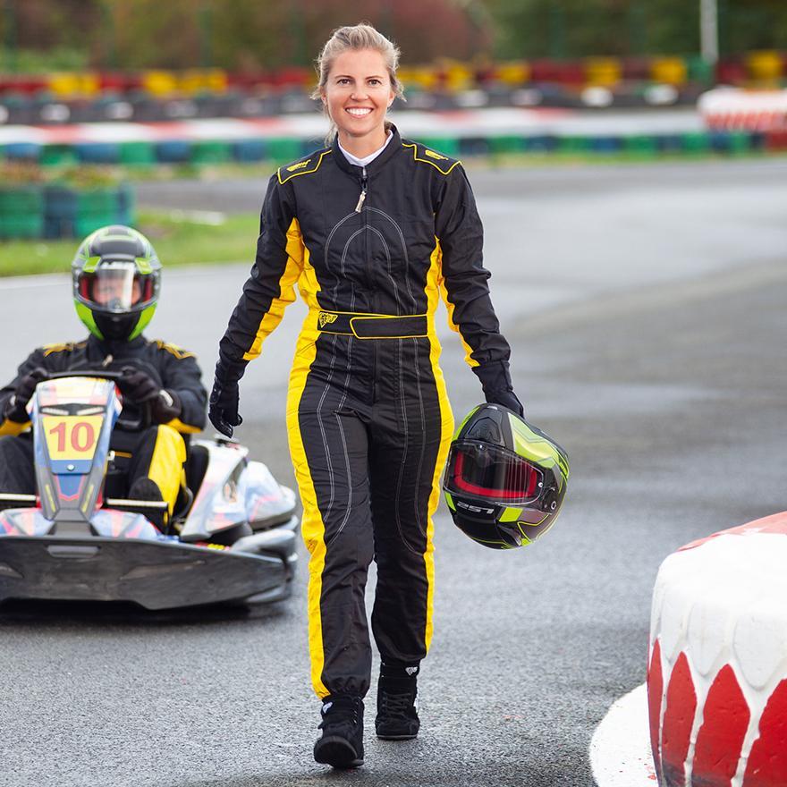 Speed Racewear Denver HS-2 Kart Jumpsuit – Black/Yellow – Unisex Sizes 110-2XL